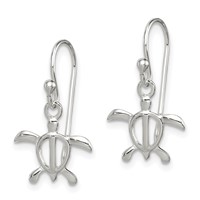 Sterling Silver Polished Turtle Dangle Earrings view 2