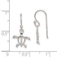 Sterling Silver Polished Turtle Dangle Earrings view 4