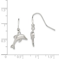Sterling Silver Polished Dolphin Dangle Earrings view 4