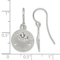 Sterling Silver Polished and Textured Sand Dollar Dangle Earrings view 4
