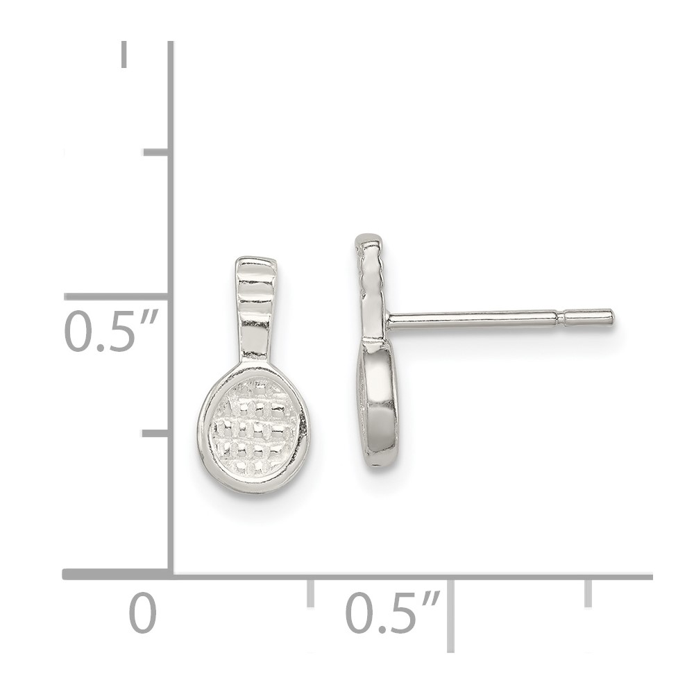 Sterling Silver Tennis Racquet Mini Earrings (QE696)