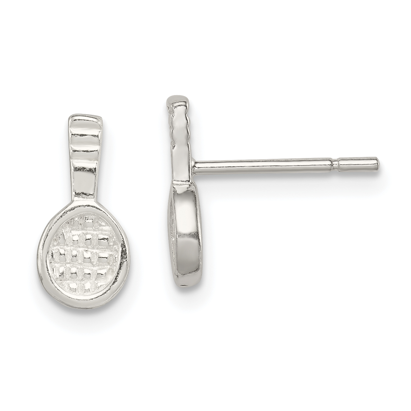 Sterling Silver Tennis Racquet Mini Earrings (QE696)