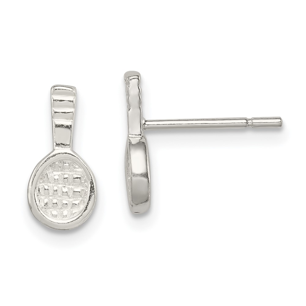 Sterling Silver Tennis Racquet Mini Earrings (QE696)