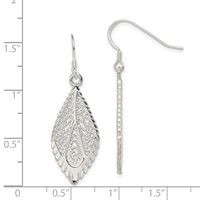 Sterling Silver Polished & D C Fancy Filigree Teardrop Dangle Earrings view 4