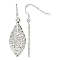 Sterling Silver Polished & D C Fancy Filigree Teardrop Dangle Earrings view 1