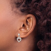 Sterling Silver Polished Dangle Heart Post Earrings view 3