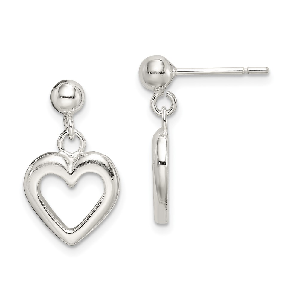 Sterling Silver Polished Dangle Heart Post Earrings QE7036 883957571836 ...