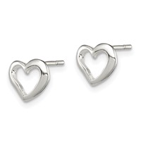 Sterling Silver Polished Heart Post Earrings view 2