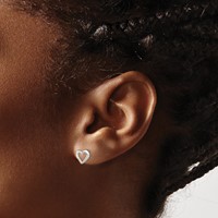 Sterling Silver Polished Heart Post Earrings view 3