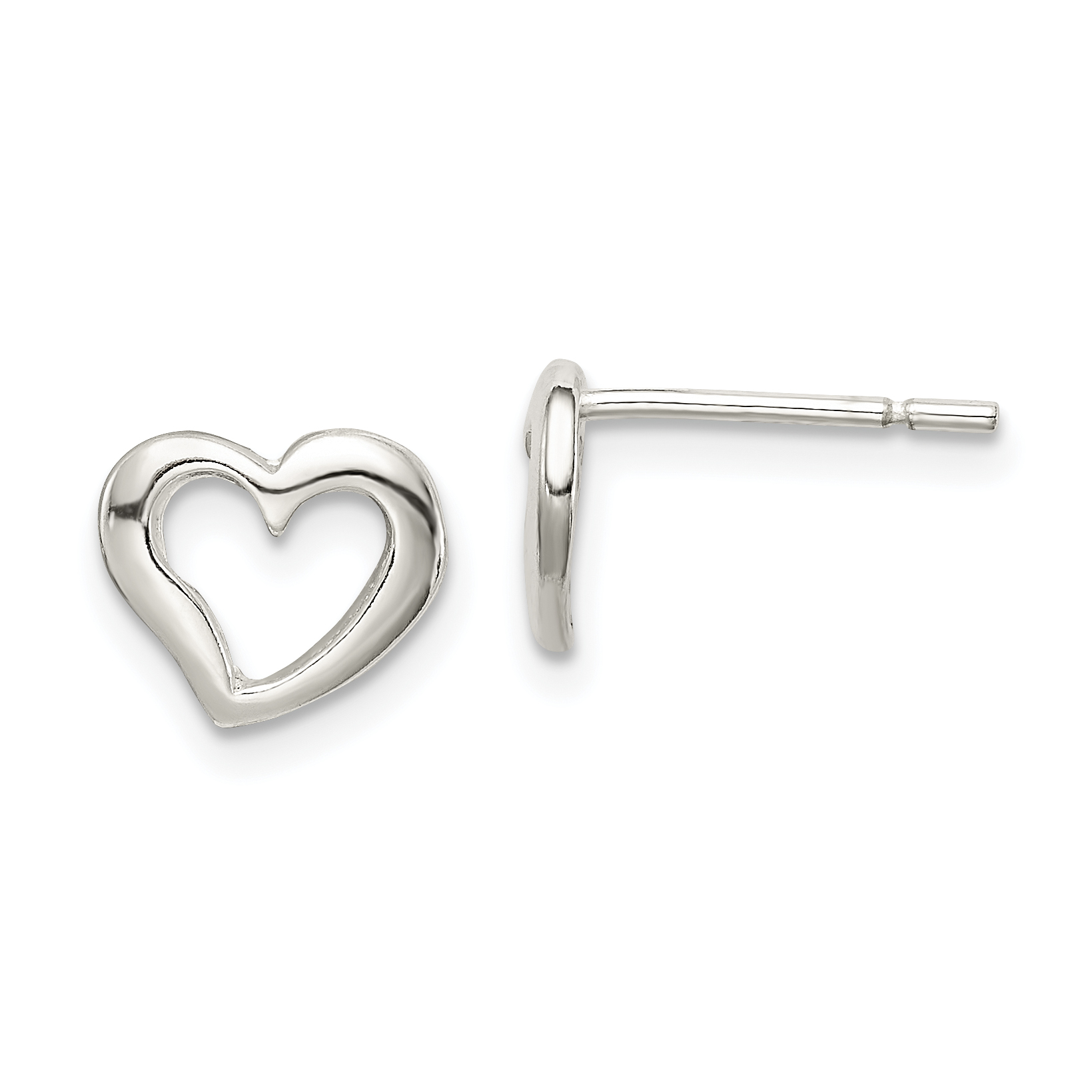 Sterling Silver Polished Heart Post Earrings (QE7044)
