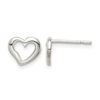 Sterling Silver Polished Heart Post Earrings view 1