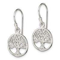 Sterling Silver Polished Filigree Tree Dangle Earrings view 2