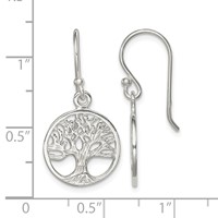 Sterling Silver Polished Filigree Tree Dangle Earrings view 4