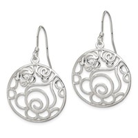 Sterling Silver Polished Fancy Circle Dangle Earrings view 2