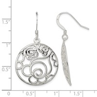Sterling Silver Polished Fancy Circle Dangle Earrings view 4
