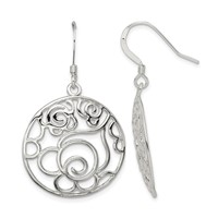 Sterling Silver Polished Fancy Circle Dangle Earrings view 1