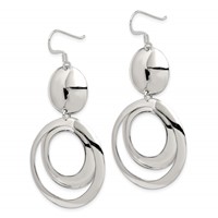 Sterling Silver Polished Fancy Circle Dangle Earrings view 2
