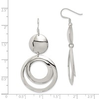 Sterling Silver Polished Fancy Circle Dangle Earrings view 4