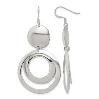 Sterling Silver Polished Fancy Circle Dangle Earrings view 1