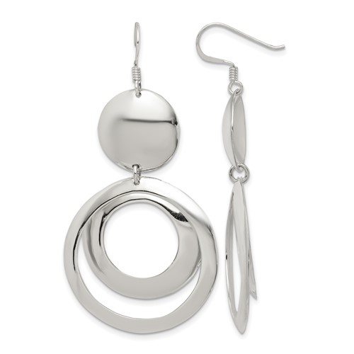 Sterling Silver Polished Fancy Circle Dangle Earrings