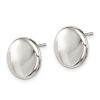 Sterling Silver Polished Button Post Earrings view 2