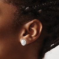 Sterling Silver Polished Button Post Earrings view 3