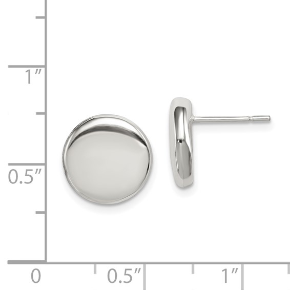 Sterling Silver Polished Button Post Earrings