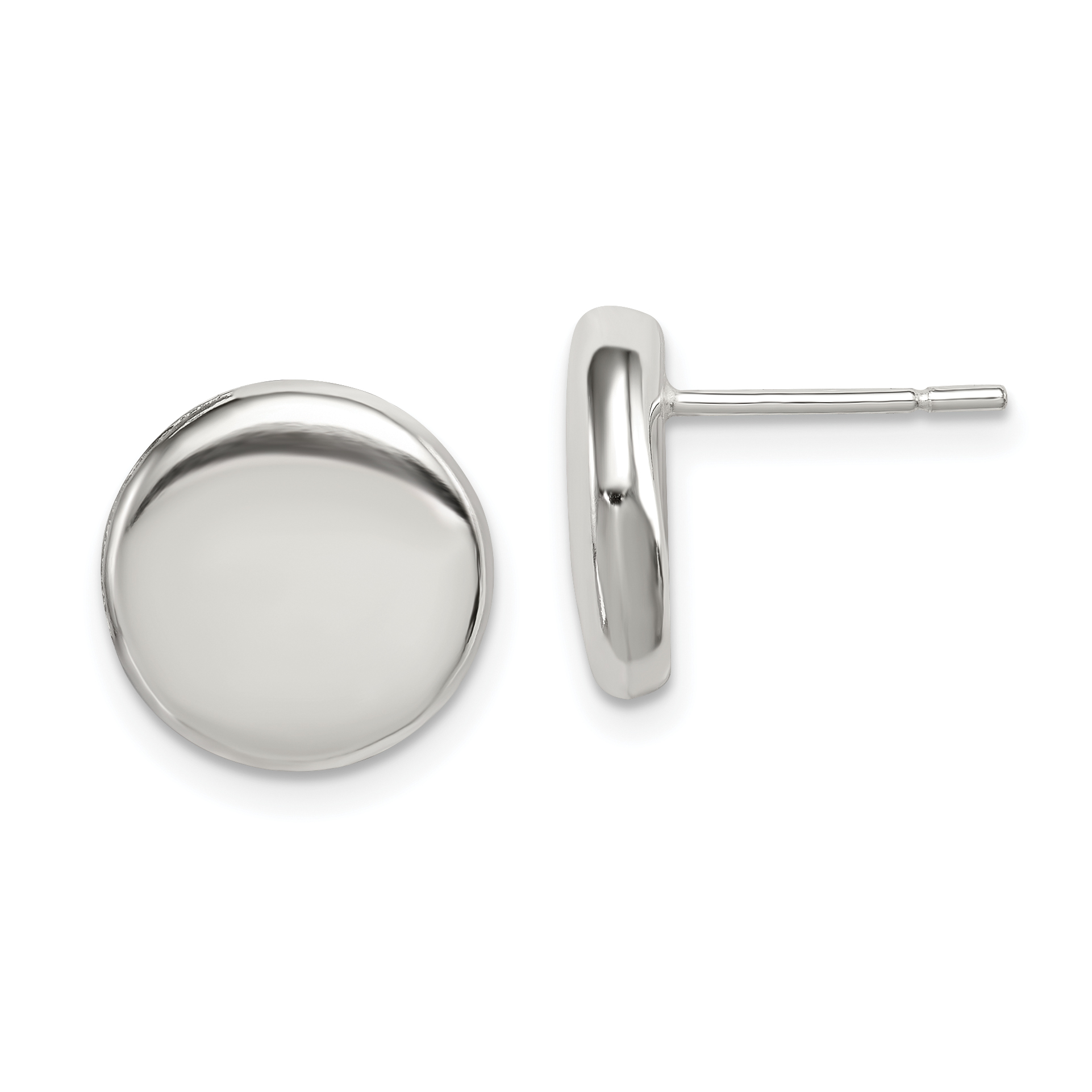 Sterling Silver Polished Button Post Earrings (QE7100)