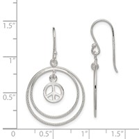 Sterling Silver Rhodium-plated Circles Earrings with Peace Symbol Dangle view 4