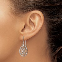 Sterling Silver Polished Filigree Oval Dangle Earrings view 3