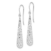 Sterling Silver Rhodium-plated Hammered Teardrop Dangle Earrings view 2