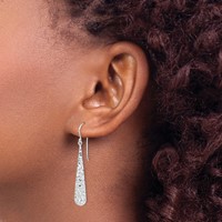 Sterling Silver Rhodium-plated Hammered Teardrop Dangle Earrings view 3