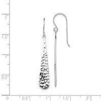 Sterling Silver Rhodium-plated Hammered Teardrop Dangle Earrings view 4