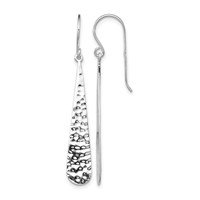 Sterling Silver Rhodium-plated Hammered Teardrop Dangle Earrings view 1