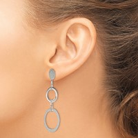 Sterling Silver Polished & Textured Circle & Oval Links Post Dangle Earring view 3