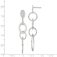 Sterling Silver Polished & Textured Circle & Oval Links Post Dangle Earring view 4