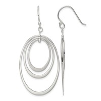 Sterling Silver Polished Triple Oval Dangle Earrings view 1