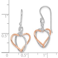 Sterling Silver Earrings with Rose Vermeil Heart Dangle view 4