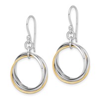 Sterling Silver Rhodium & Gold-Plated Triple Circle Dangle Earrings view 2