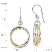 Sterling Silver Rhodium & Gold-Plated Triple Circle Dangle Earrings view 4
