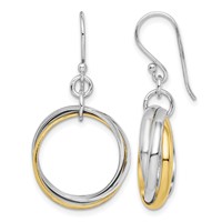 Sterling Silver Rhodium & Gold-Plated Triple Circle Dangle Earrings view 1