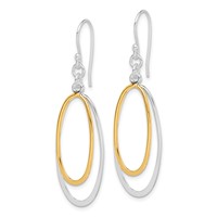 Sterling Silver Rhodium-plated & Gold-tone Double Oval Dangle Earrings view 2