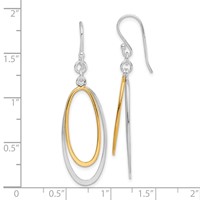 Sterling Silver Rhodium-plated & Gold-tone Double Oval Dangle Earrings view 4