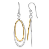 Sterling Silver Rhodium-plated & Gold-tone Double Oval Dangle Earrings view 1