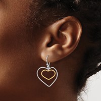 Sterling Silver Gold-Plated Double Heart Wire Dangle Earrings view 3