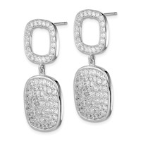 Sterling Silver CZ 2-Squares Post Dangle Earrings view 2