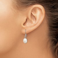 Sterling Silver Polished White 7-8mm Freshwater Cultured Pearl Dangle Earrings view 3