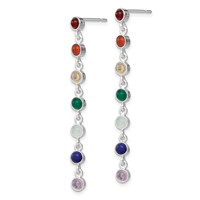 Sterling Silver Rhodium Plated Multicolor Quartz Dangle Post Earrings view 2