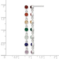 Sterling Silver Rhodium Plated Multicolor Quartz Dangle Post Earrings view 4