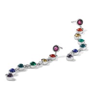 Sterling Silver Rhodium Plated Multicolor Quartz Dangle Post Earrings view 5
